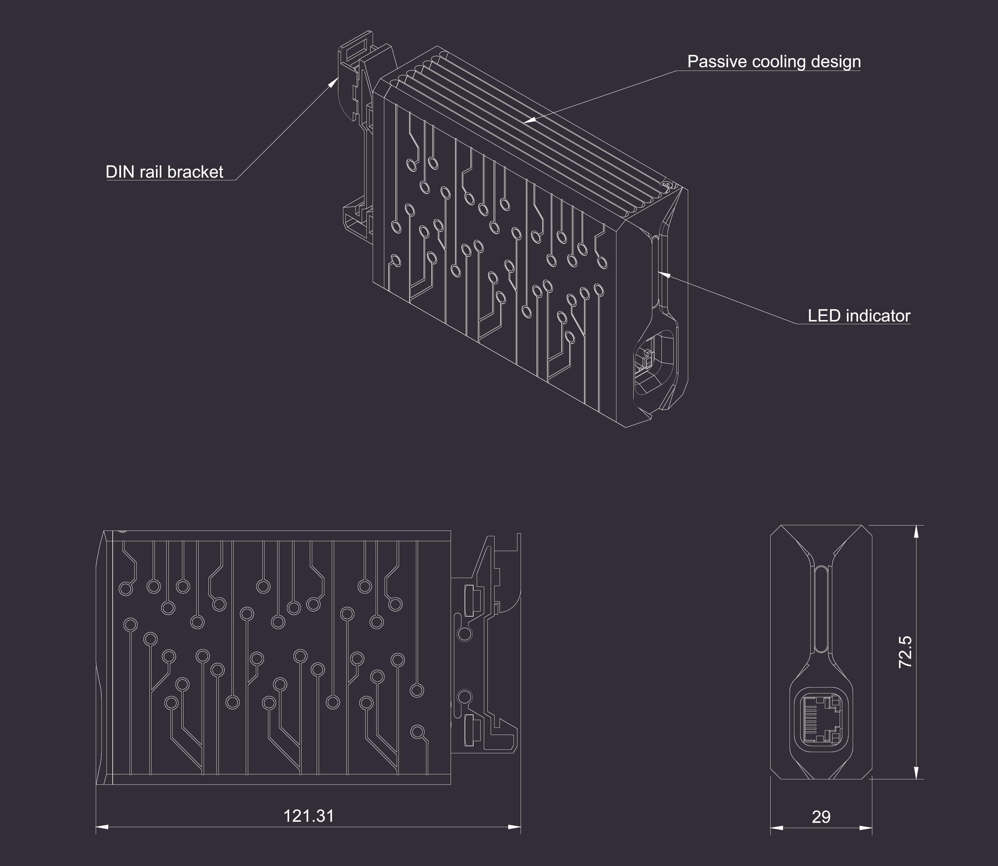 Antmicro RPi5 enclosure mechanical drawing